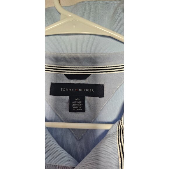 Tommy Hilfiger Polo Shirt Men’s Large Light Blue Short Sleeve New Without Tag - Picture 2 of 3